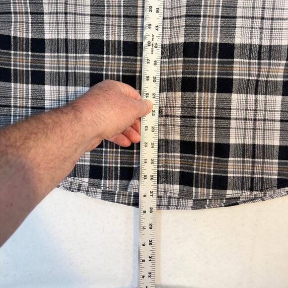 Eddie Bauer Button Shirt Men XL Classic Fit Flannel Black White Plaid 100 Cotton - Picture 8 of 15